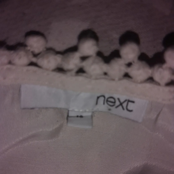 Cream Sleeveless Coquette Blouse NEXT UK 10 Broderie Anglaise Trim Ball Buttons. - Picture 10 of 11